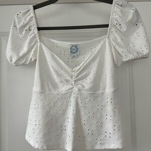 White Eyelet Puff Sleeve Top